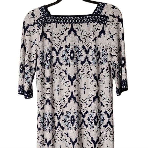 Studio One New York Pullover Print Dress Size Medium Navy White - Picture 4 of 8